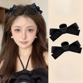 Thời trang kẹp tóc nhung nơ phong cách Hàn Quốc, màu đen thanh lịch cho nữ