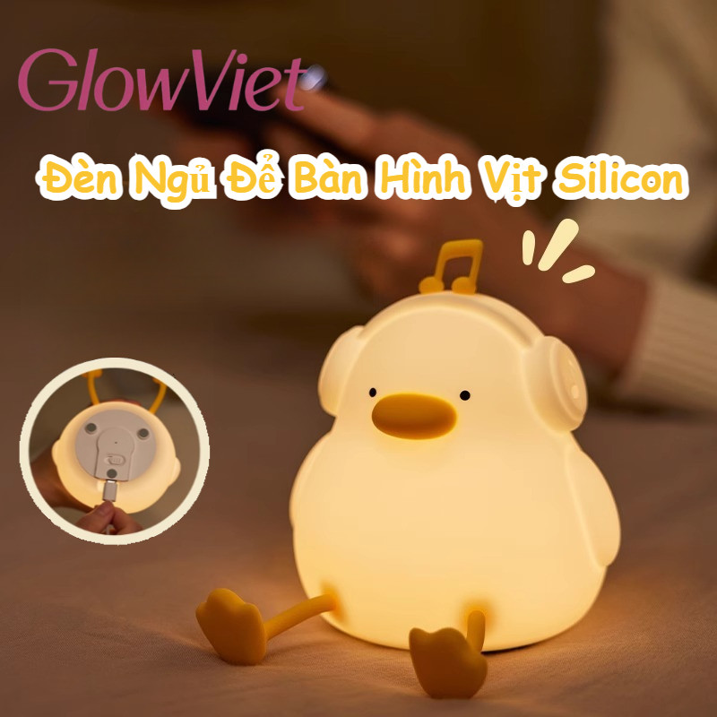 Đèn Ngủ Hình Thú Silicon, Cảm Ứng, Sạc USB, Thiết Kế Dễ Thương, Ánh Sáng Ngủ Ngon