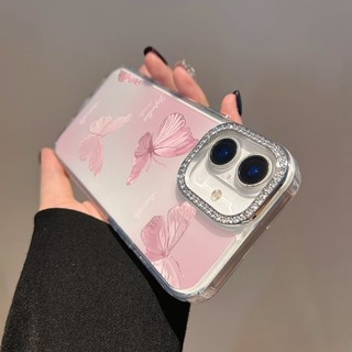 Ốp Điện Thoại Kim Cương Hoa Bướm Hồng Bling Cho OPPO Reno 14 13 12 11 10 8 7 6 5 Pro Reno 14F 13F 12F 11F 8T 4 4G 5G Ốp Lưng Mềm Chống Sốc Trong Suốt