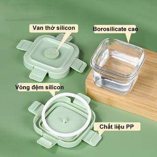 【BabyJoy】Hộp thuỷ tinh trữ đông,Hộp Trữ Đồ Ăn Dặm, Hộp Trữ Đông Thực Phẩm,có chia vạch, có van thoát khí
