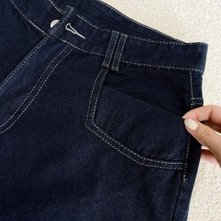 Quần đùi jean bigsize nữ lưng cao phối ren xinh  xắn cho nữ chubby màu xanh denim đậm dễ phối đồ- Q565