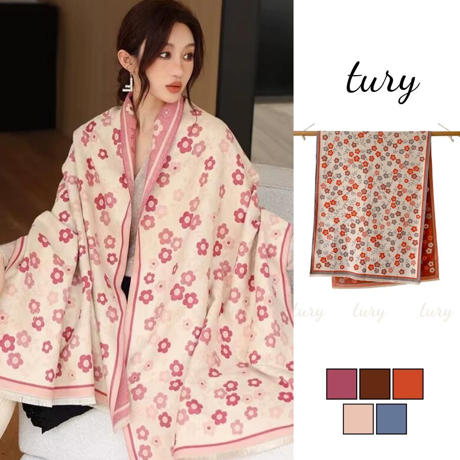 Khăn Quàng Cổ Len Unisex Nam Nữ - Tury - Khăn Len Choàng Cổ Họa Tiết Hoa Màu - LN078