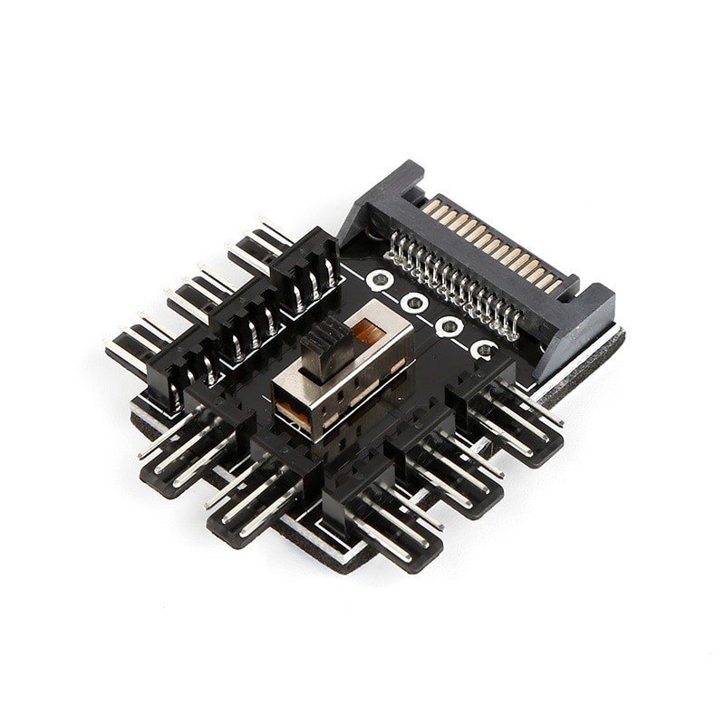 Hub Quạt Tản Nhiệt 8 Cổng 3 Pin, Cấp Nguồn Qua SATA, Có Công Tắc Điều Khiển Tốc Độ, Thiết Kế Đa Chiều