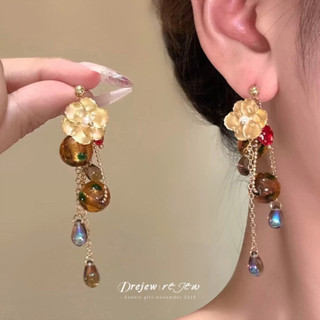 Dây chuyền và bông tai Retro Maillard 925, kim loại màu nâu bạc, phụ kiện thời trang đa năng