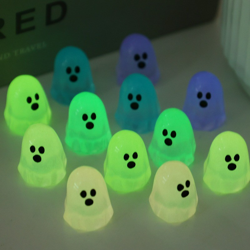 Đồ trang trí ma Halloween phát sáng trong bóng tối, 6 / 12 / 24 Bức tượng nhỏ bằng nhựa dễ thương để trang trí bàn làm việc tại nhà Đồ dùng dự tiệc Đồ trang trí phát sáng