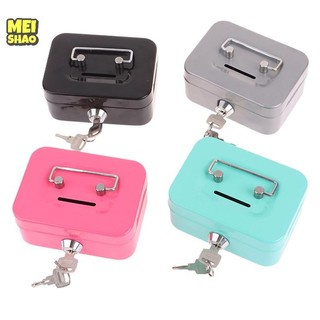 MeiShao Hộp An Toàn Tiền Hộp Tiền Mặt Chìa Khóa Kim Loại Tiền Ngân Hàng Nhỏ Hộp Khóa An Ninh Di Động Chắc Chắn Có Thể Khóa Hộp Đựng Tiền Xu
