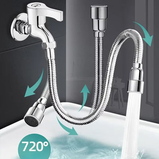 Ống nối vòi nước dài xoay 720 độ cố định hướng inox