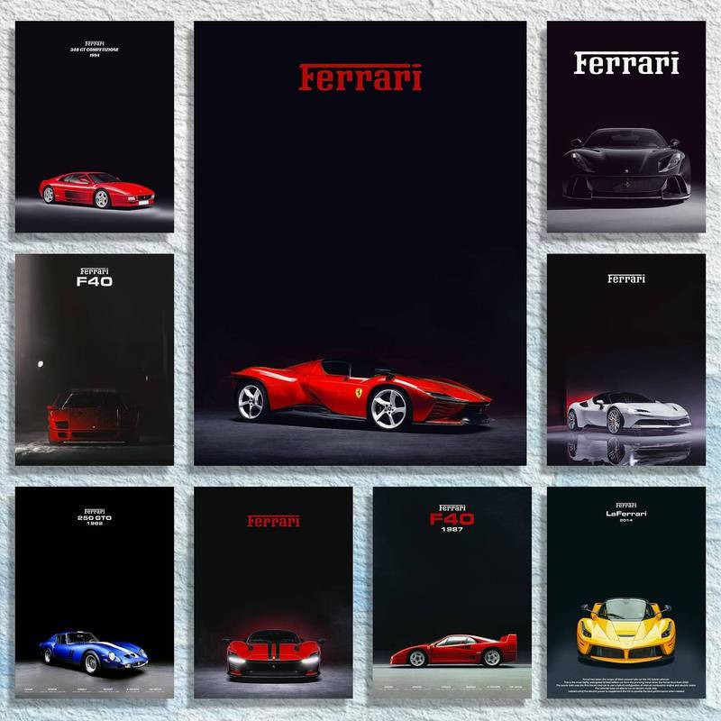 Ferrari Xe Thể Thao Năng Động Nghệ Thuật In Hình Nhà Trang Trí Tường Canvas Poster
