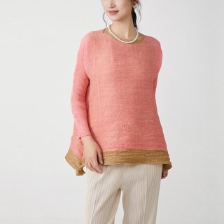 Miyake Áo sơ mi nữ mùa hè phong cách cao cấp, plus size dáng dài tay rời