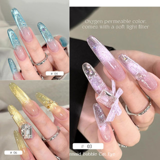XEIJAYI Nàng Tiên Cá Mắt Mèo Gel Sơn Móng Tay Xanh Oxy Cổ Tích Tím Kim Sa Lấp Lánh Quang Trị Liệu Nghệ Thuật Tiệm Nail