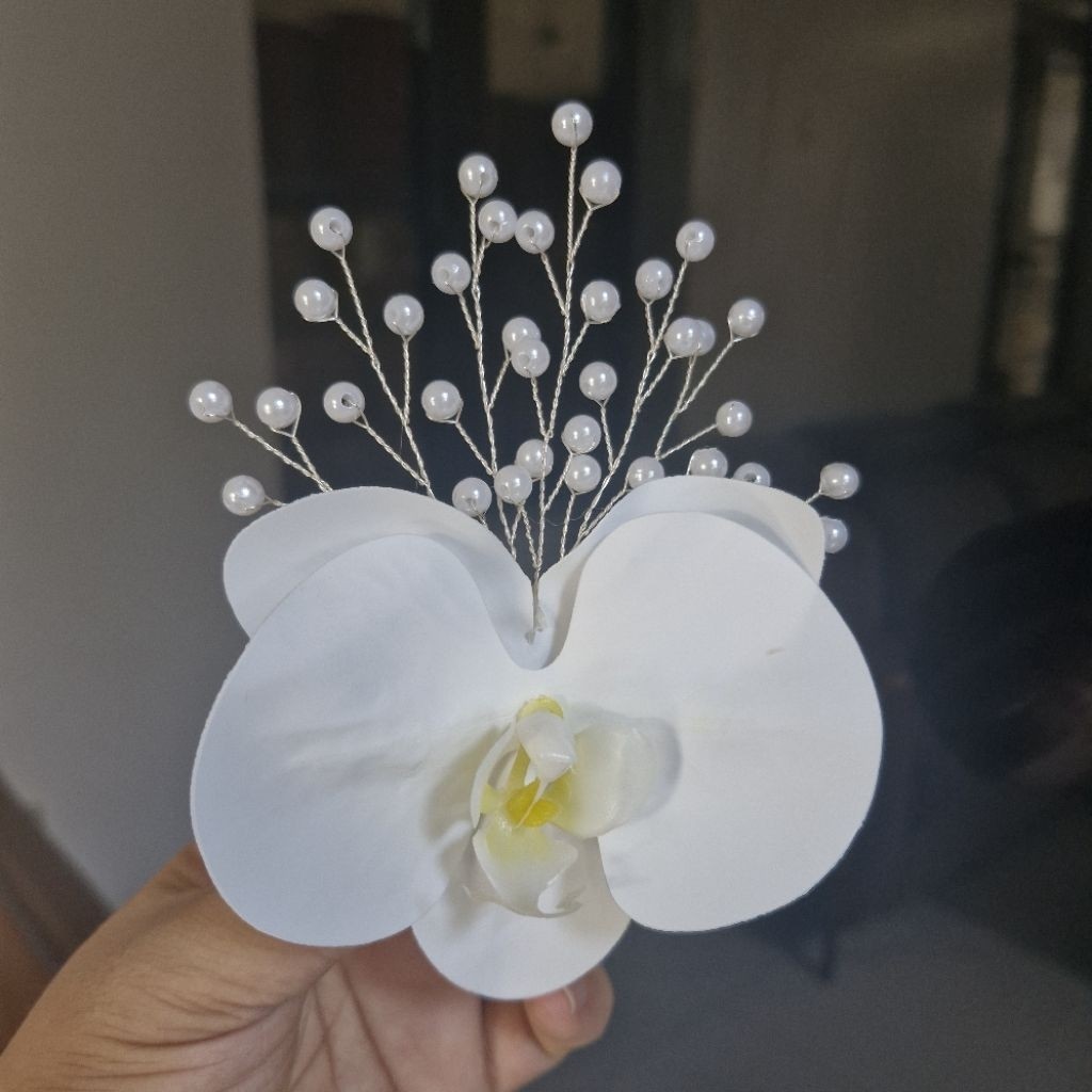 Cài tóc hoa lan kèm kẹp mỏ vịt, dùng để cài đầu biểu diễn văn nghệ, Đạo cụ phụ kiện Nguyễn Nhật