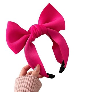Băng Đô Gothic Phong Cách Nhật Bản, Nơ Lớn, Màu Trơn Xốp Đầu