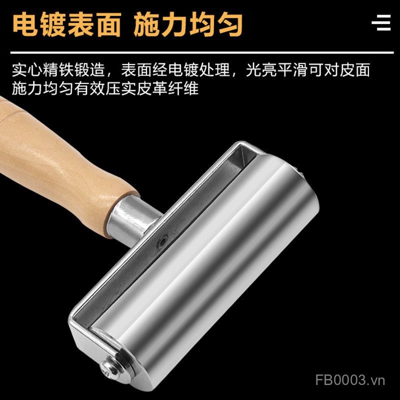 Tay Cầm Bằng Gỗ Chắc Chắn Báo Chí Cạnh Phẳng Báo Chí Con Lăn Cạnh Đường Ống Thiết Bị Da Con Lăn Lắp Áp Lực Bánh Xe DIY Da ESLO