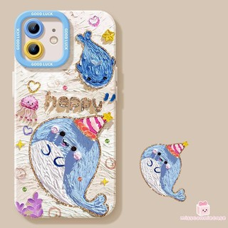 Ốp Lưng Cho Iphone 17 16 13 15 11 14 12 Pro Max 16 15 8 7 Plus XR XS X Max Hoạt Hình Vui Vẻ Dễ Thương Hình Cá Voi Ngôi Sao Vòng Tay Bìa Mềm