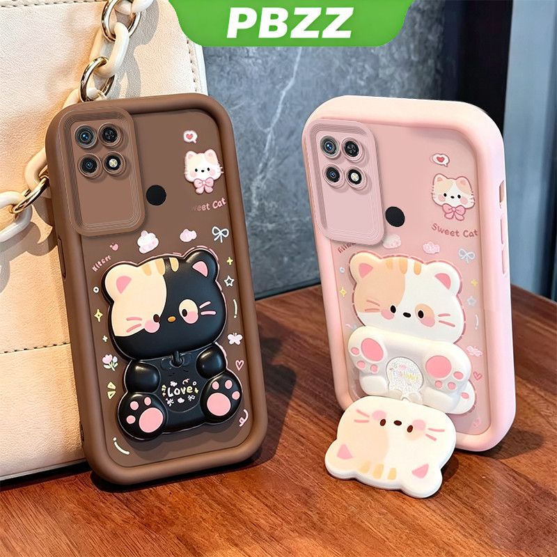 Ốp Lưng Cho Redmi 10c Redmi 10 5g 10 POCO C40 4g Vỏ Điện Thoại Vỏ Mềm Silicon Chống Sốc Thiết Kế Mới Thẩm Mỹ Có Giá Đỡ 360° Gương trang điểm mèo dễ thương cho bé gái JTXMMZJ