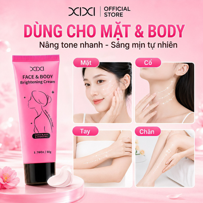 XIXI Kem Nâng Tone Mặt & Body, Sáng Mịn Tự Nhiên, Dưỡng Ẩm, Dễ Tán Không Bết Dính 70g wm004