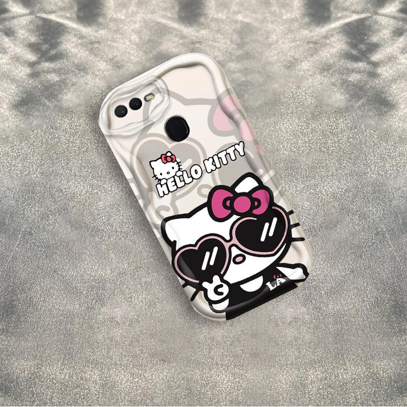 Ốp Silicon Hoạt Hình Cho OPPO A5S A7 A12 F9 F9 Pro Phụ Kiện 3D Vỏ Điện Thoại Mềm TPU Da Báo Kitty Ốp Lưng Chống Sốc