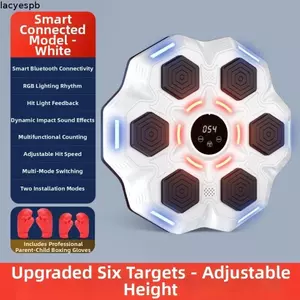 Máy đấm bốc âm nhạc thông minh LACYES, Điều chỉnh tốc độ 9 kết nối Bluetooth Huấn luyện viên đấm bốc điện tử, Đèn LED có thể điều chỉnh độ cao có đèn kèm găng tay đấm bốc Mục tiêu điện tử đấm bốc