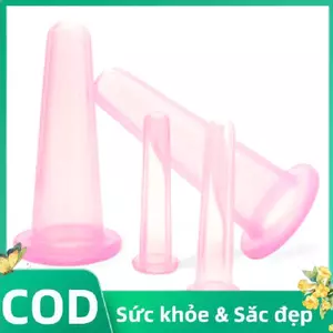 Trong Kho 4Pcs Silicone Cupping Massage Set Cho Khuôn Mặt, Cổ, Mắt & Cơ Thể Chống-Điều Trị Lão Hóa Cá Tuyết