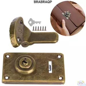 BRABRAAA 2 Dây buộc phần cứng cổ, Khóa cổ Hộp gỗ bằng đồng, Phụ kiện nội thất hạng nặng trang trí cho ngực & thân cây