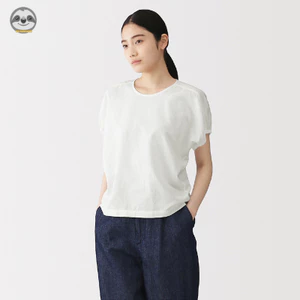 Phong cách Nhật Bản Muji Style / Áo sơ mi nữ xếp ly bằng vải lanh cotton / Áo dáng rộng mát mẻ mùa hè / Vải lanh cotton cao cấp