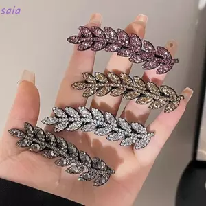 Kẹp bên pha lê SAIA, Kẹp tóc lúa mì lấp lánh, Đám cưới Barrette bằng hợp kim sang trọng
