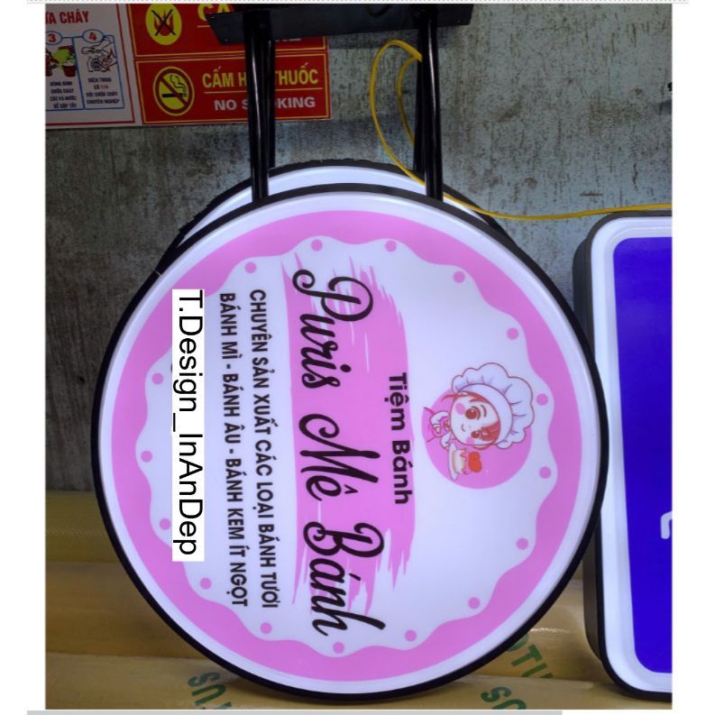 Biển quảng cáo hút nổi, có đèn, KT 60CMX60CM,  2 MẶT, CÓ THANH TREO, FREE THIẾT KẾ