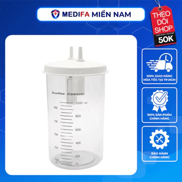 Bình Đựng Dịch 1000ml Cho Máy Hút Dịch Yuwell, Lucass, Alkato..., Cốc Đựng Dịch Mũi Họng 1 Bình