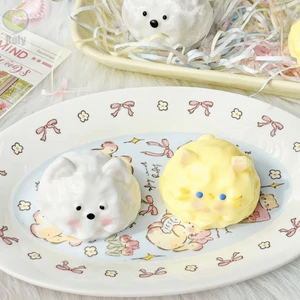 Đồ chơi Squishy ROLY, Búp bê thần tài cho chó mèo dễ thương Búp bê bóp hoạt hình, Thư giãn phục hồi chậm Giảm căng thẳng Đồ chơi giải nén Pinch màu vàng trắng cho trẻ em người lớn
