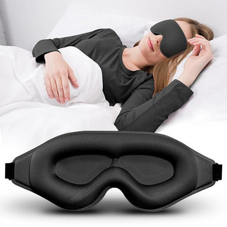 (TX)Mặt nạ ngủ màu đen thoáng khí - Thiết kế 3D nhẹ cho máy bay & phòng ngủ​ Yoga thư giãn