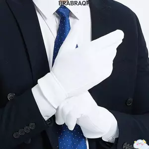 Găng Tay Mùa Đông BRARAA, Găng Tay Trang Trọng Phù Hợp Với Nam Màu Trắng, Cổ Điển Ấm Lót 1 Đôi Găng Tay Butler Sử Dụng Cosplay