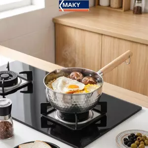 MAKY Phong Cách Nhật Bản Nồi Sữa Inox Tay Cầm Bằng Gỗ Chống Sti Saucepan Để Ấm Cà Phê Nấu Ăn Nhà Bếp Sử Dụng VN