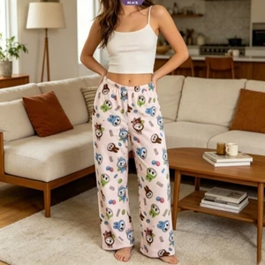Kawaii Labupu Crossover In Hình Nữ Pyjama Quần Thu Đông Dày Lông Cừu Lót Mềm Flannel Rời Ấm Phòng Chờ Đồ Ngủ