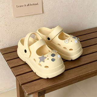 XIXITIAO Mary Jane Dép Nữ Ngôi Sao Mùa Hè Phong Cách Mới Ngoài Trời Hai Cánh Đế Dày 7cm