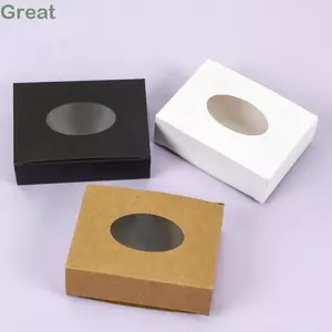 TUYỆT VỜI 10 / 20 Chiếc Hộp Quà Tặng, Hộp Bảo Quản Trang Sức Vuông Mini, Giấy Kraft Có Cửa Sổ Hộp Ủng Hộ Đám Cưới Sự Kiện Dự Tiệc Cung Cấp