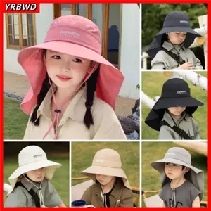 YRBWD Mũ chống nắng cho trẻ em mùa hè, Mũ vành lớn Cắm trại Mũ Alpine Mũ xô mỏng cho trẻ em, Chống tia cực tím có mũi Mũ chống nắng có thể điều chỉnh