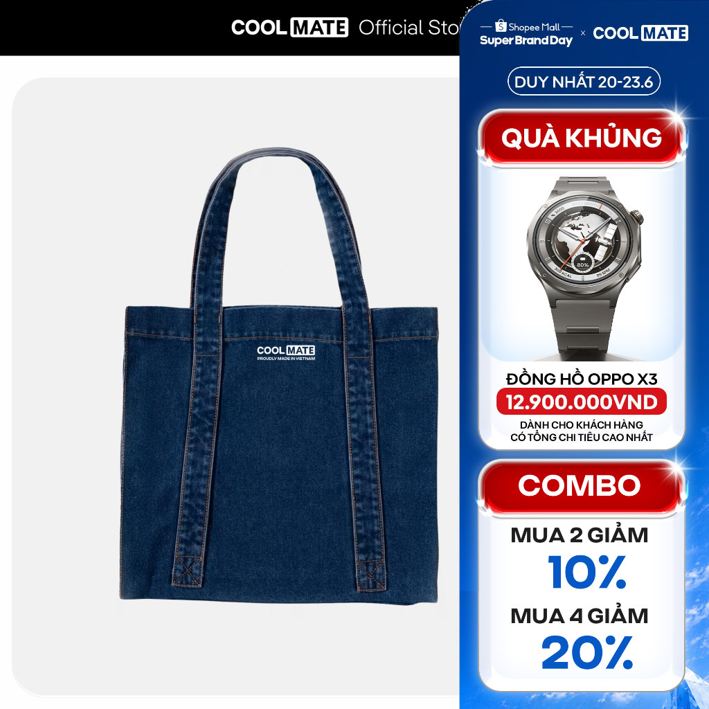 [MUA 4 GIẢM 20%]Túi Tote Jeans Denim Coolmate