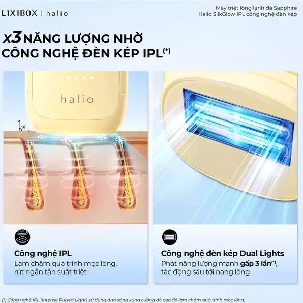 Máy Triệt Lông Halio SilkGlow IPL Sapphire Cooling Hair Removal Device - Bảo Hành 24 Tháng