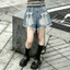 Bé Gái Nailed Denim Quần Short Mùa Hè 2026 Phong Cách Mới Trẻ Em Nơ Frayed Quần Ba Điểm