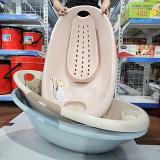 Thau chậu tắm bé đa năng nhựa VIỆT NHẬT 2202 - Có ván lưới tựa tắm, tay vịn, khay sữa tắm
