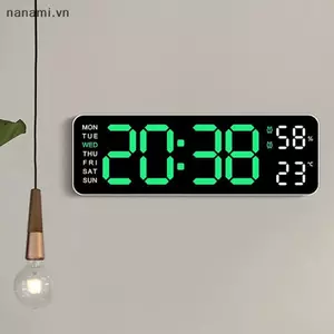 Clo tường kỹ thuật số lớn Nhiệt độ và độ ẩm Màn hình tuần Hiển thị độ sáng có thể điều chỉnh bảng LED điện tử Báo động Clo [VN]