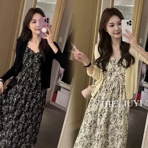 Thiết kế nữ mùa hè khí chất Cảm giác sang trọng Váy dây đeo hoa thời trang dài cao cấp phù hợp