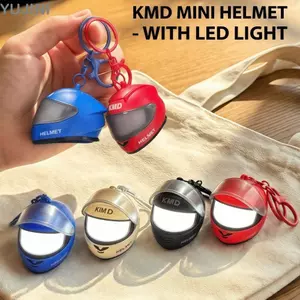 Mặt dây chuyền đèn ngủ Mini YUJUNI, Móc khóa mũ bảo hiểm nhẹ mát mẻ, Túi đựng mũ bảo hiểm thực tế hoạt hình đa năng sáng tạo Chìa khóa quyến rũ / Trang trí ba lô