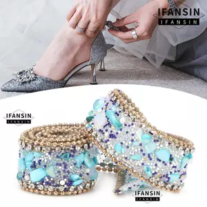 FANSIN 1 Chiếc Ruy Băng Đá Pha Lê, Cuộn Lưới Quấn Lưới Chiều Rộng 2.5cm, Tôn Trang Chiều Dài 50cm Dây Xích Kim Cương Giả Viền Phụ Kiện Thủ Công DIY