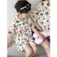 Tất cả bằng Cotton a-like Gạc Nhỏ Ve Áo Bộ Đồ Ngủ Ngắn Tay Trẻ Em Bộ Đồ Ngủ Loungewear Cha Mẹ-