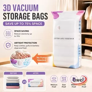 Túi Bảo Quản Chân Không DWEL, Không Máy Bơm Bấm & Niêm Phong Túi Nén, Di Động Dung Tích Lớn Tiết Kiệm Không Gian Quần Áo Chống Bụi Túi Cói Phụ Kiện Du Lịch