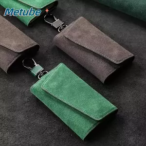 Giá đỡ móc khóa ô tô METUBE, Ví chìa khóa ô tô Mini da lộn, có móc kim loại Công suất lớn Móc khóa Túi dây kéo nam nữ