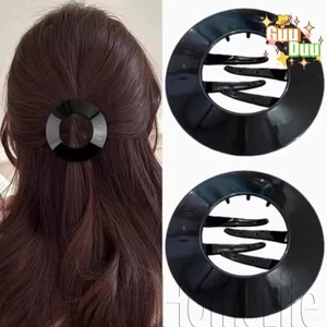 1-4 Kẹp Tóc Hình Tròn Phẳng - Dành Cho Nữ Bé Gái Mặc Hàng Ngày - Đơn Giản, Đa Năng, Y2K - Kẹp Tóc Đầu Lưng Linh Hoạt - Phụ Kiện Tóc / Giao Hàng Miễn Phí