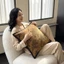 Phong Cách Trung Cổ Ánh Sáng Sang Trọng Huyền Thoại Quái Vật Cao Cấp Sofa Rộng Viền Phong Cách Mới Trung Quốc Da Báo Nâu Gối Đầu Giường Đệm Tựa Lưng26062402