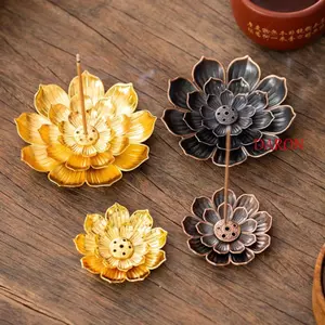Đầu đốt hương DARON, Giá đỡ que hương thiết kế hoa sen 2 / 3 lớp, Thanh lịch có thể tháo rời Ash Catcher 6 lỗ Vintage Lotus Aromatherapy Stand Tea Ceremony